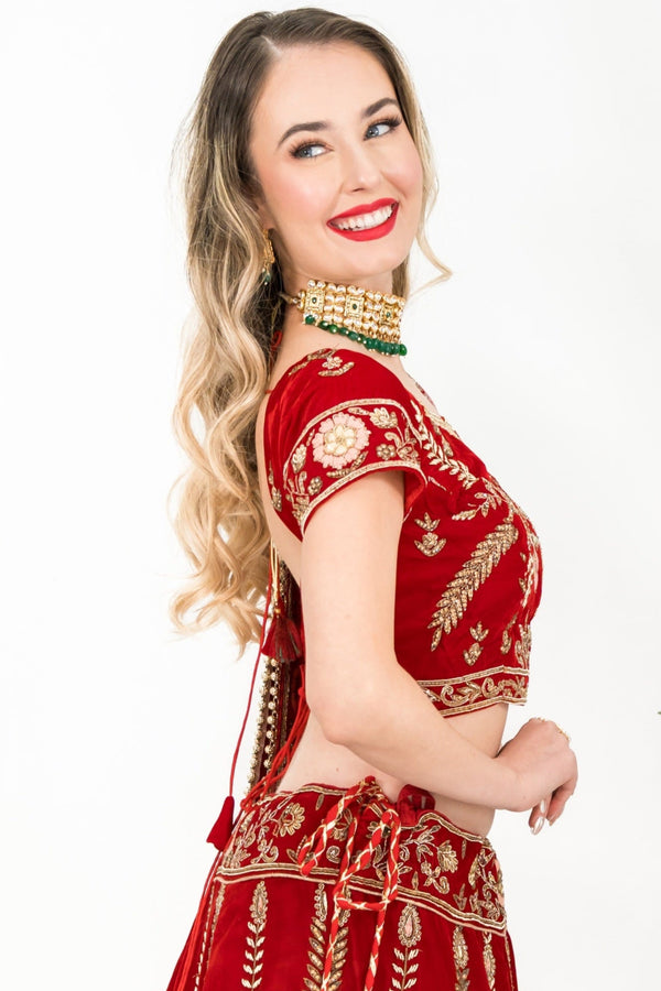 Maroon heavy embellished lehenga (Outside Ontario)