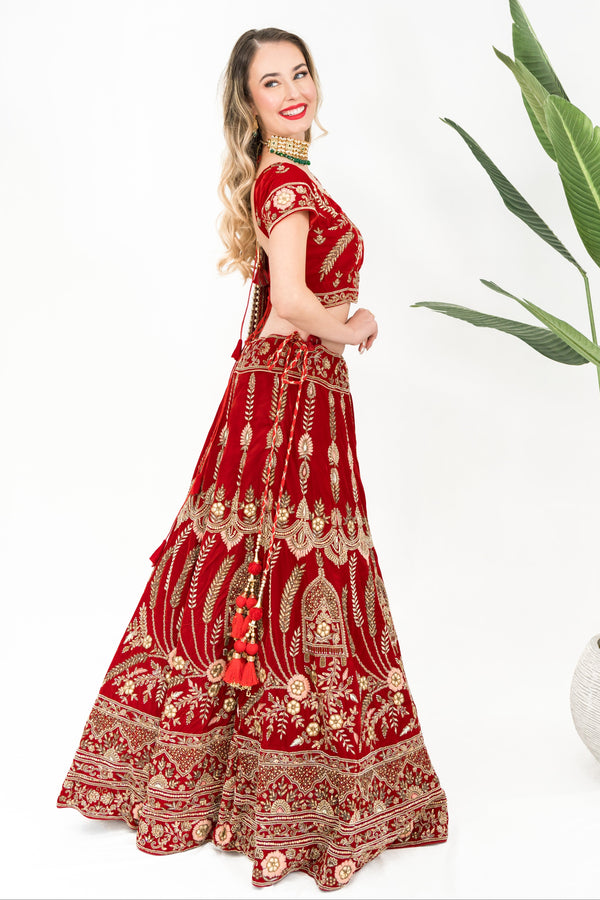 Maroon heavy embellished lehenga (Outside Ontario)