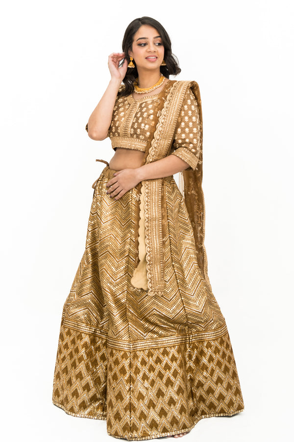 GLITTERY SHIMMERY GOLD LEHENGA