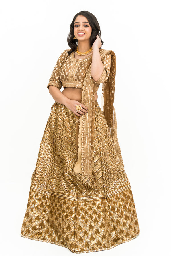 GLITTERY SHIMMERY GOLD LEHENGA