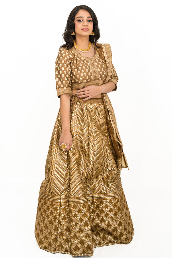 GLITTERY SHIMMERY GOLD LEHENGA