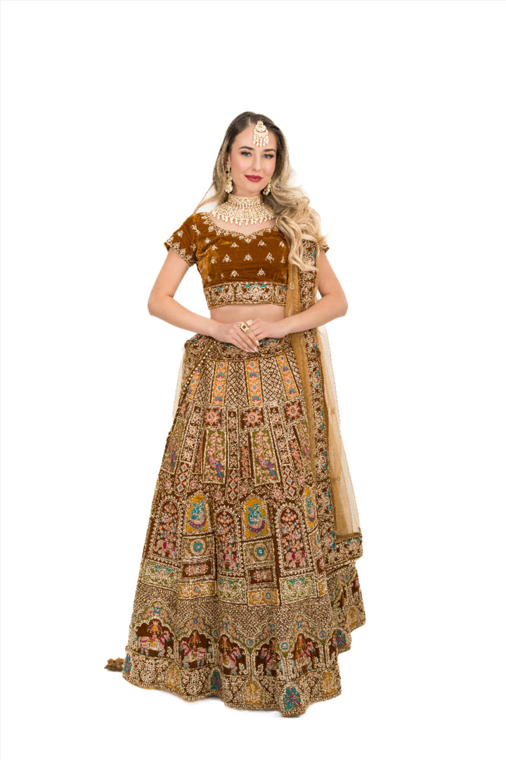 Gold heavy embellished lehenga