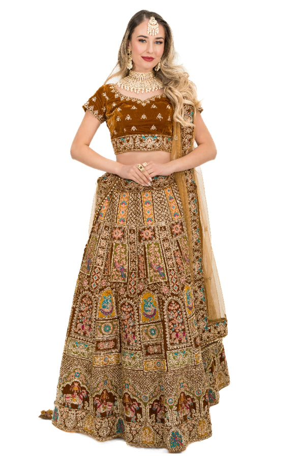Gold heavy embellished lehenga (Outside Ontario)