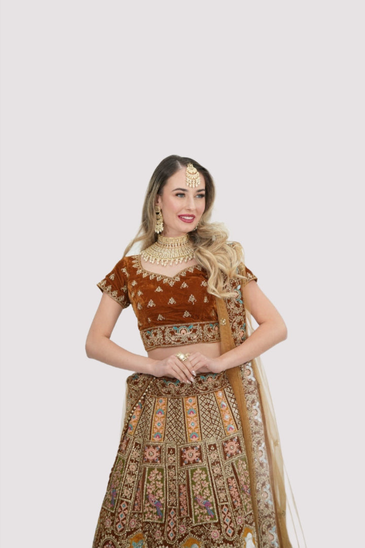 Gold heavy embellished lehenga