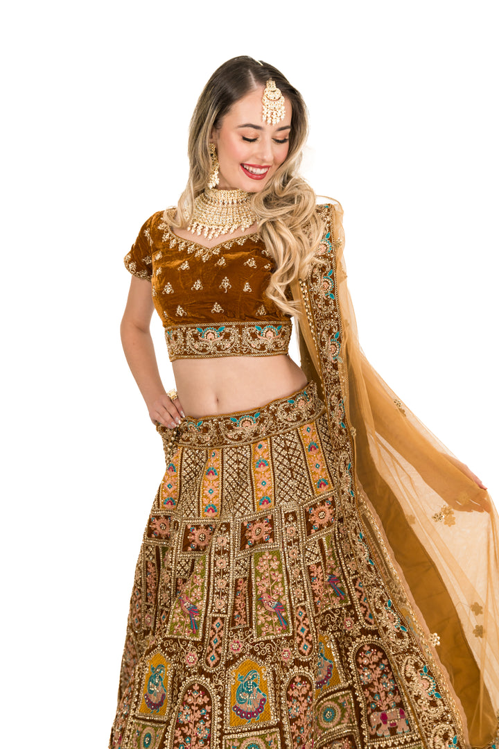 Gold heavy embellished lehenga