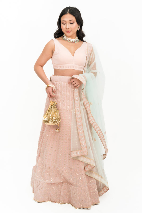 Blush pink lucknowavi work LEHENGA