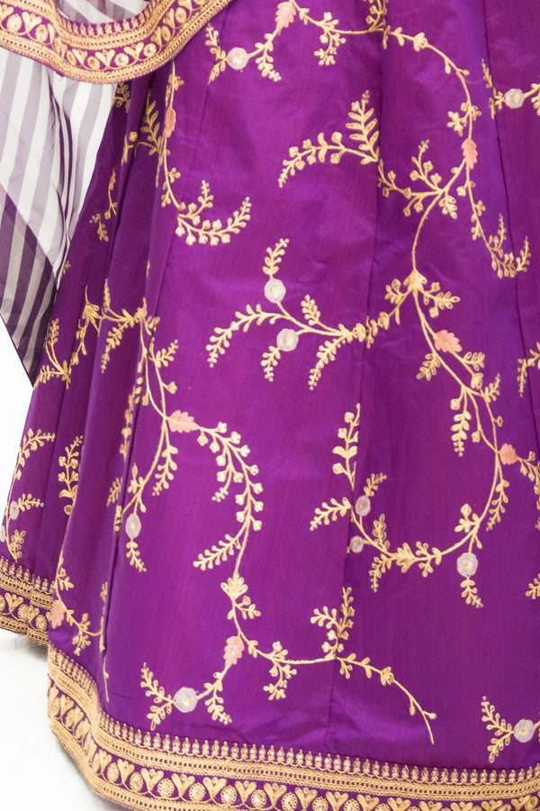 PURPLE INTRICATE GOLD WORK LEHENGA