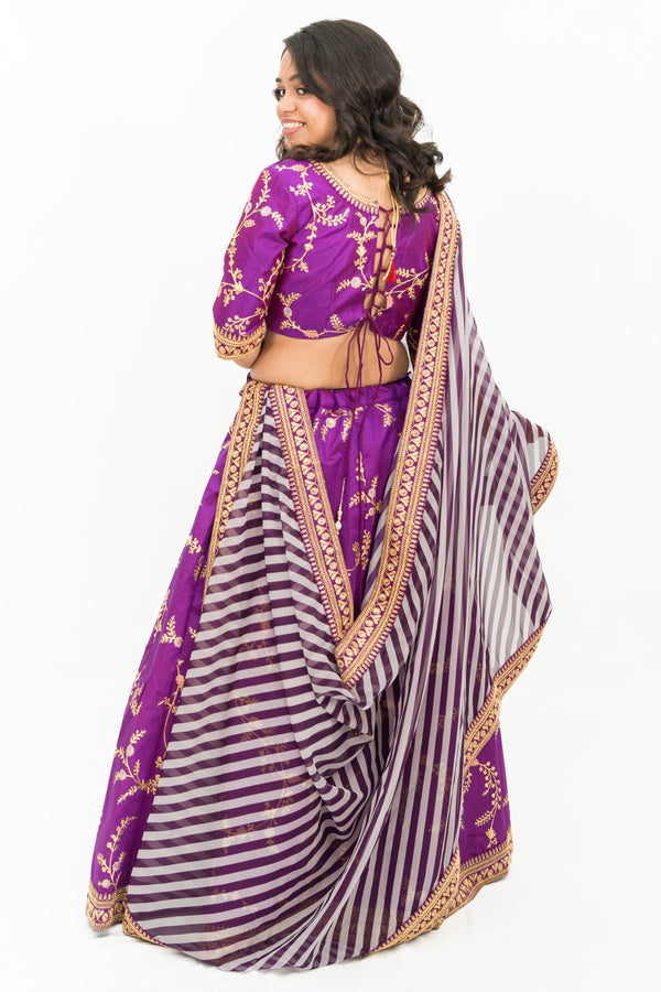 PURPLE INTRICATE GOLD WORK LEHENGA