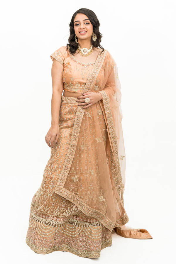 BLINGY PEACHY LEHENGA