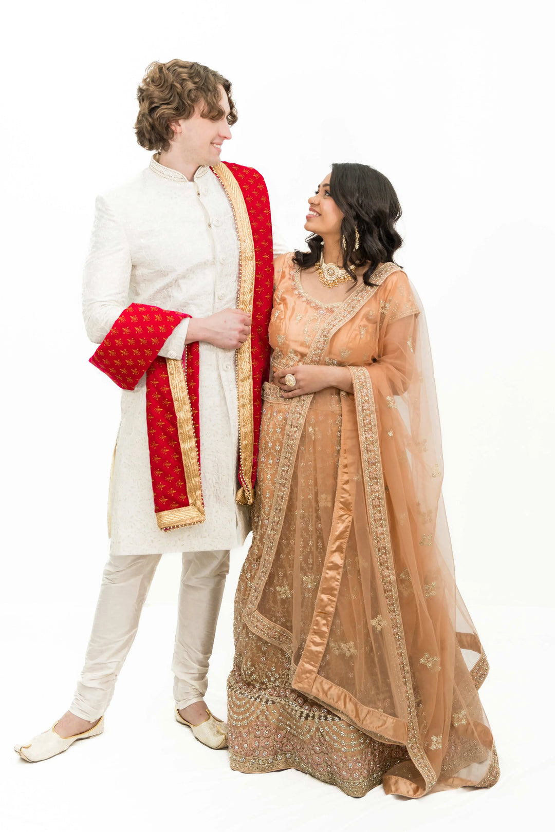 Men Shawl-Stole - Red with gold print (Outside Ontario) - myethnicrentals