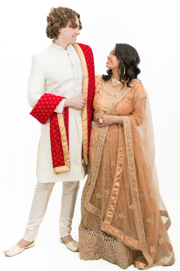 BLINGY PEACHY LEHENGA