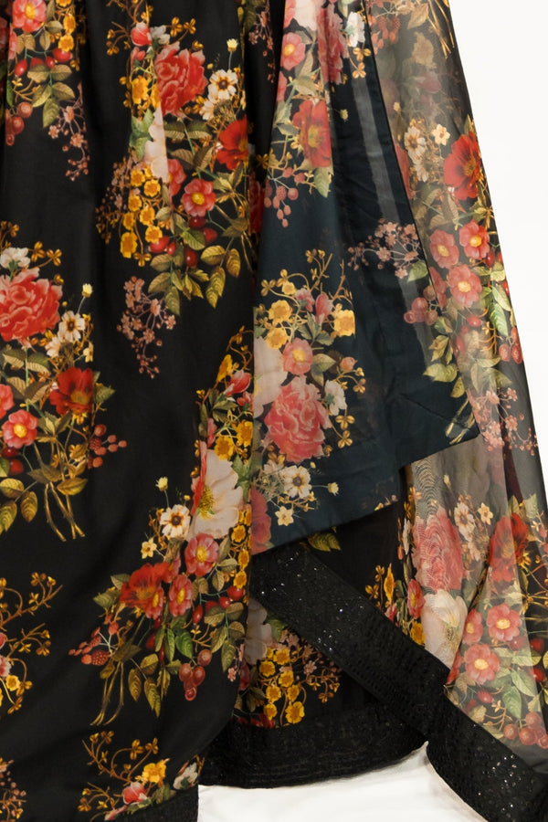 BLACK FLORAL LEHENGA