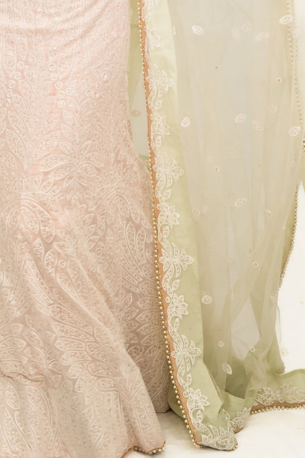 Baby pink lucknowavi work LEHENGA