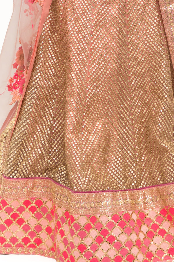 PINK FLORAL EMBROIDERY LEHENGA