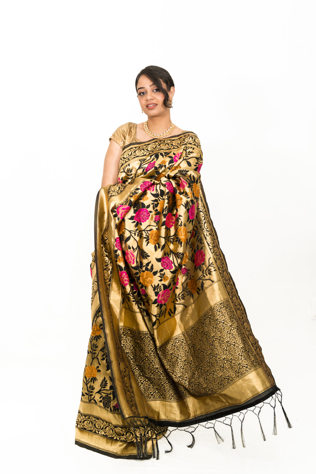 Black Floral Embroidery Saree