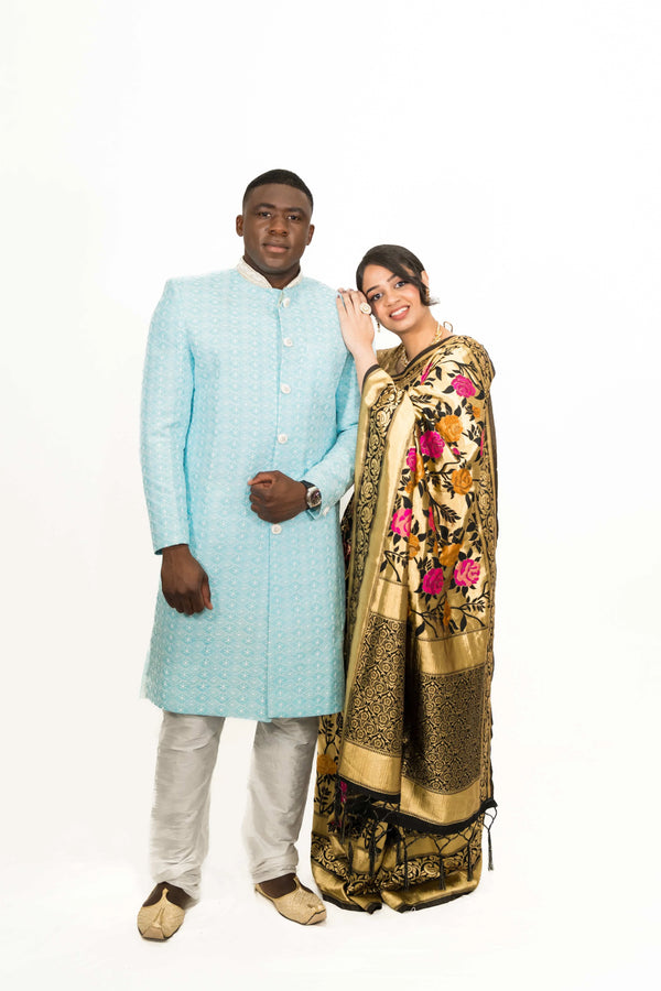 Black Floral Embroidery Saree (Outside Ontario) - myethnicrentals