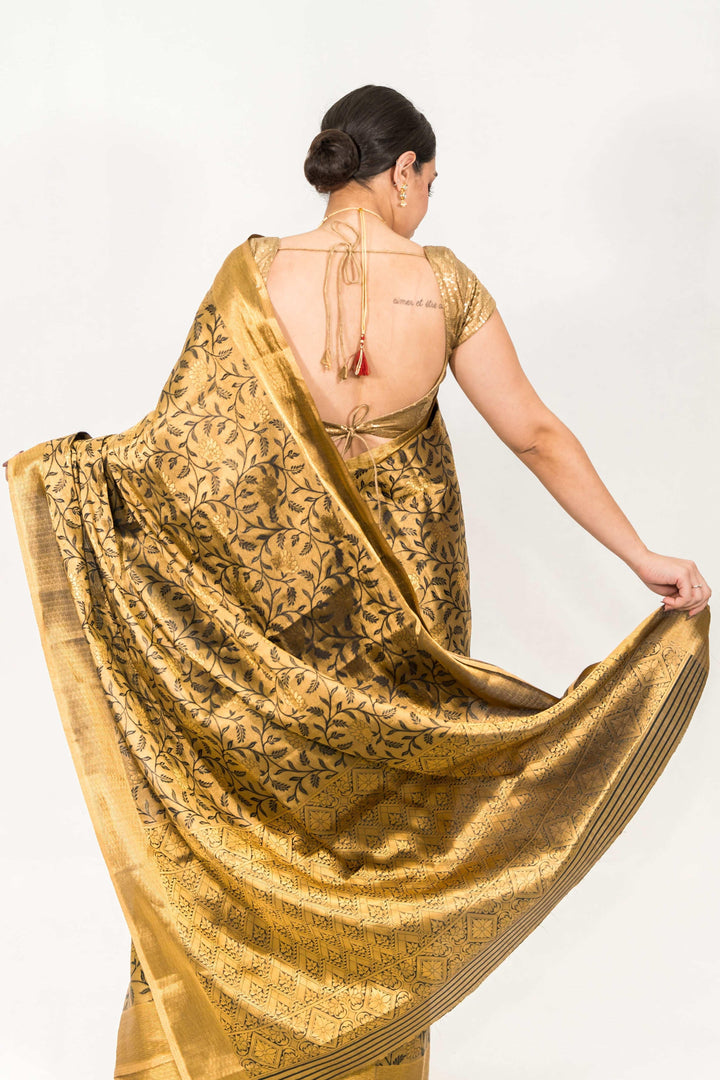 Black Gold Tissue Saree (Outside Ontario) - myethnicrentals