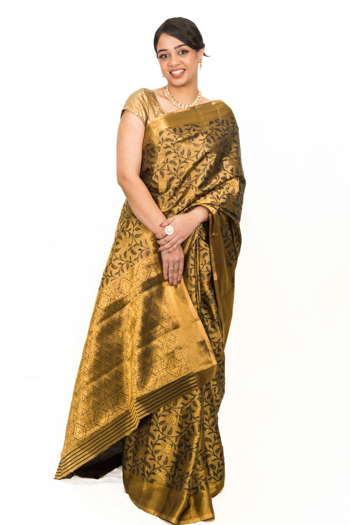 Black Gold Tissue Saree (Outside Ontario) - myethnicrentals