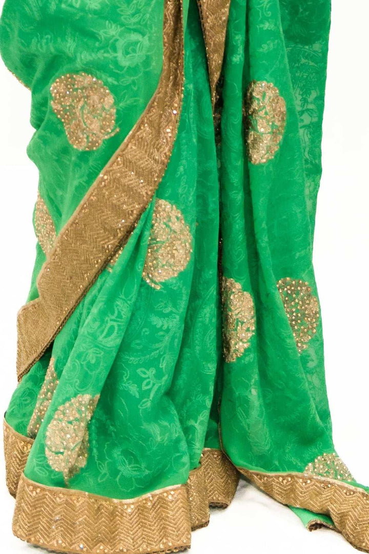 Sage Green Embroidery Saree (Outside Ontario) - myethnicrentals