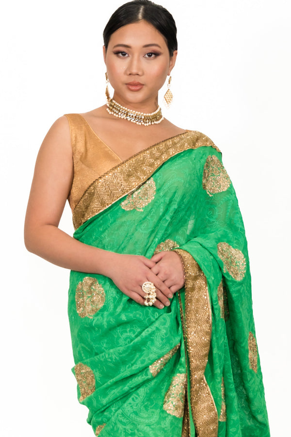Sage Green Embroidery Saree