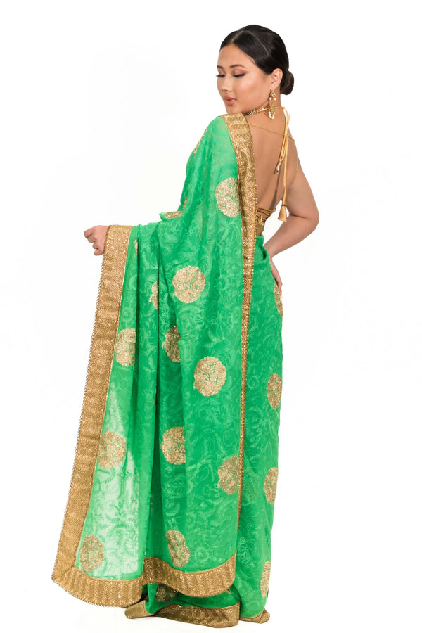 Sage Green Embroidery Saree (Outside Ontario) - myethnicrentals
