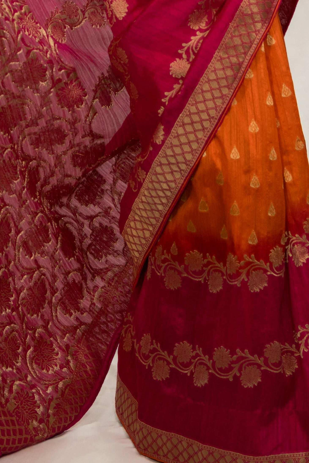 Deep Fuchsia Pink Floral Embroidered Saree (Outside Ontario) - myethnicrentals