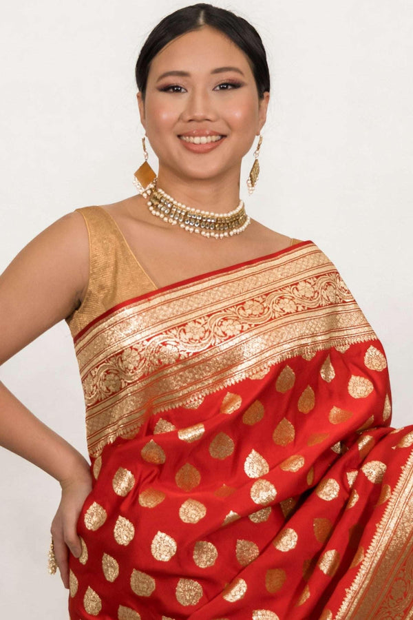 Red Bridal Hand Woven Banarasi Saree (Outside Ontario) - myethnicrentals