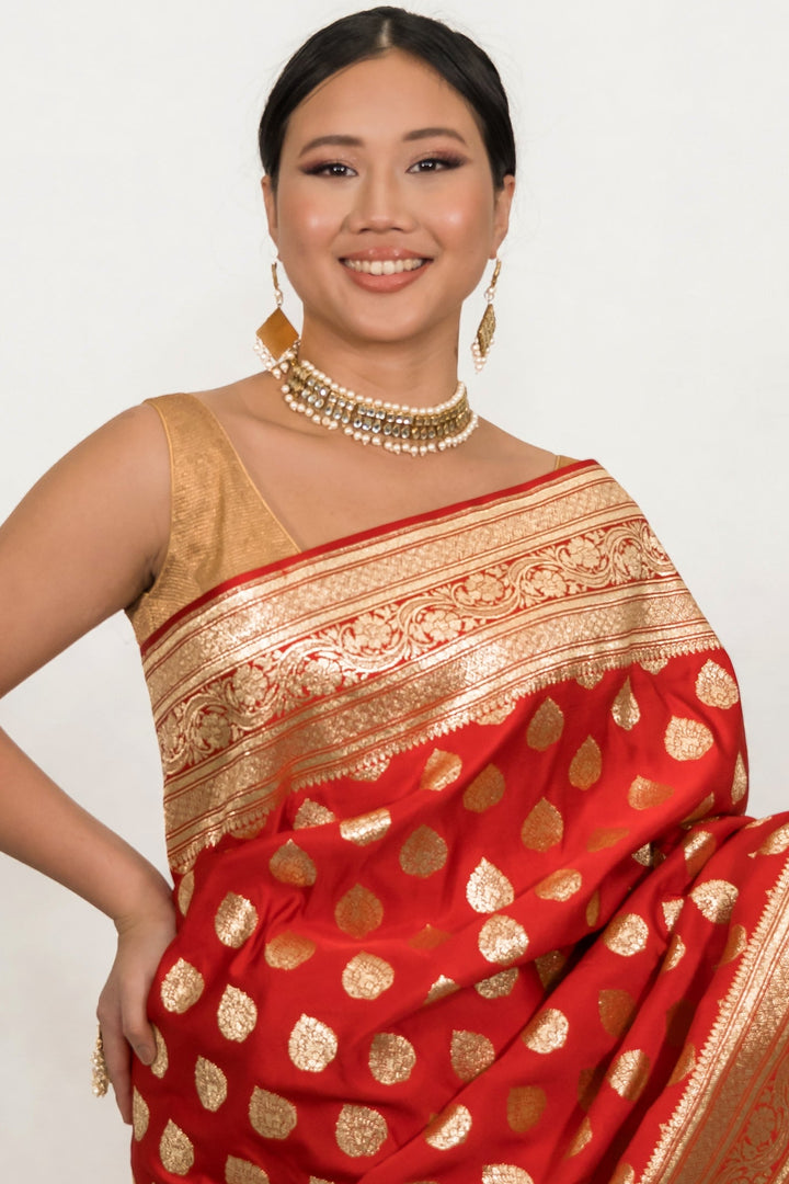 Red Bridal Hand Woven Banarasi Saree