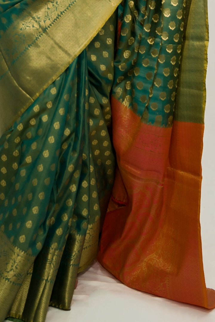 Embroidery Leafy Green Saree