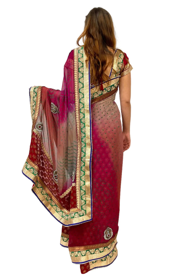 Red Jaipuri Heavy Work Saree (Outside Ontario) - myethnicrentals