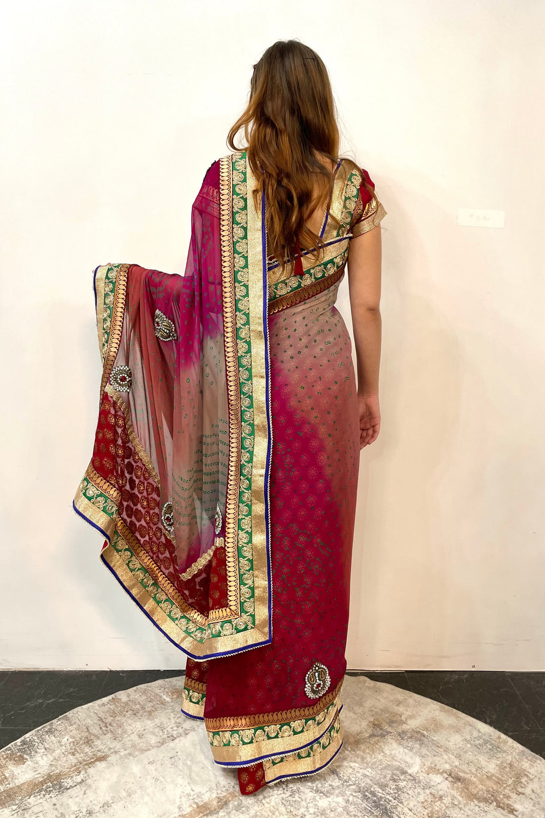 Red Jaipuri Heavy Work Saree (Outside Ontario)
