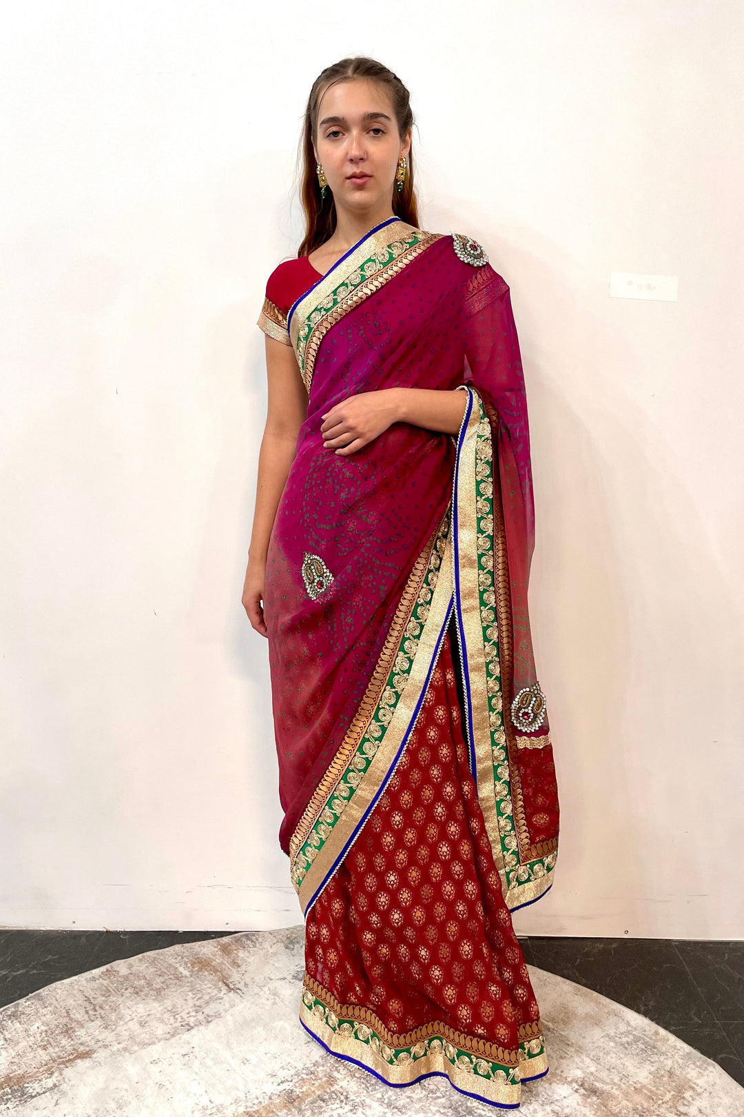 Red Jaipuri Heavy Work Saree (Outside Ontario)