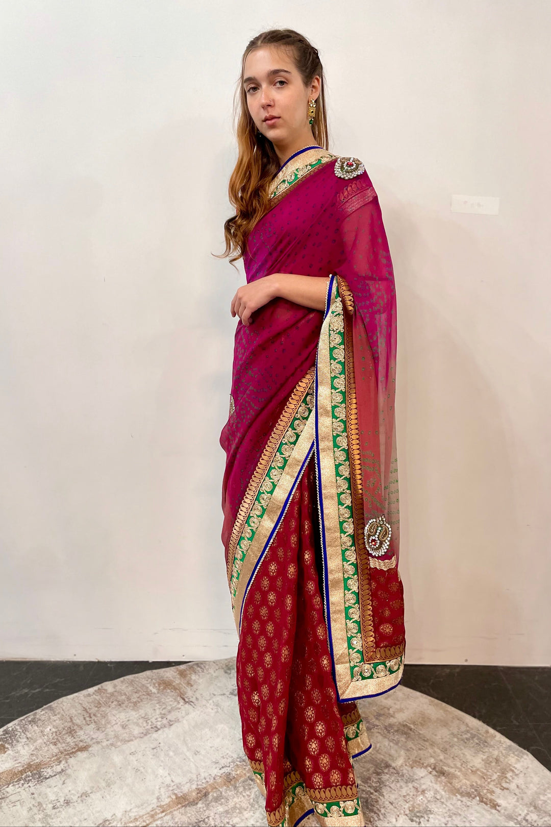 Red Jaipuri Heavy Work Saree (Outside Ontario)