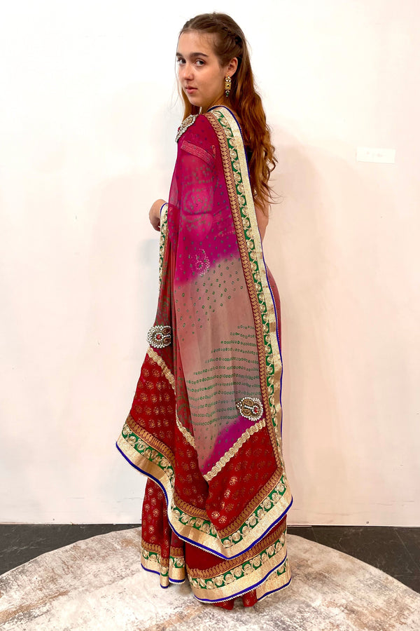 Red Jaipuri Heavy Work Saree