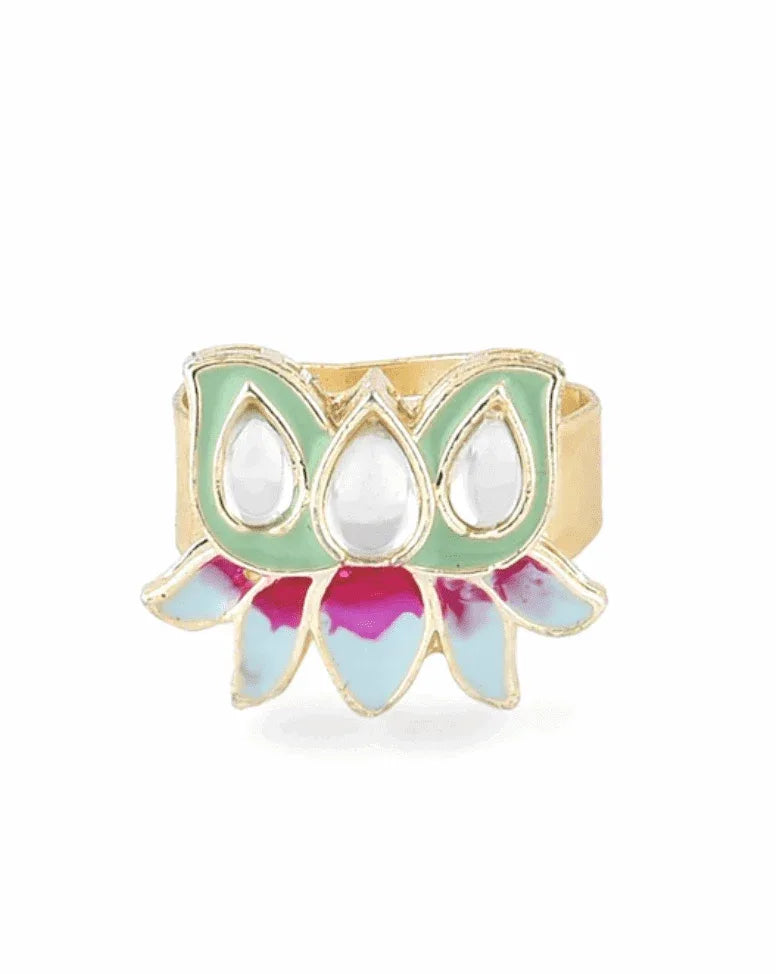 Light Green Kundan-Studded & Pearl Beaded Jewellery Set (Outside Ontario) - myethnicrentals