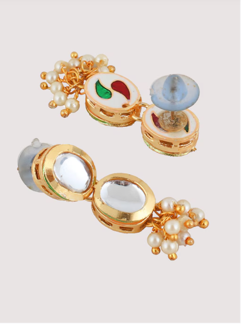 18k Gold-Plated White Kundan pearl Jewellery Set