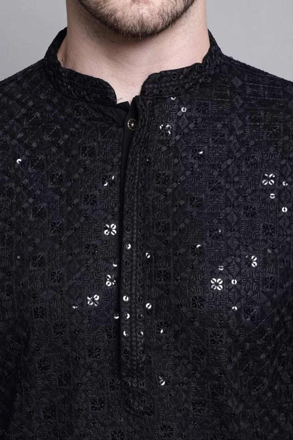 Sequined Black Kurta Pajama (Outside Ontario) - myethnicrentals
