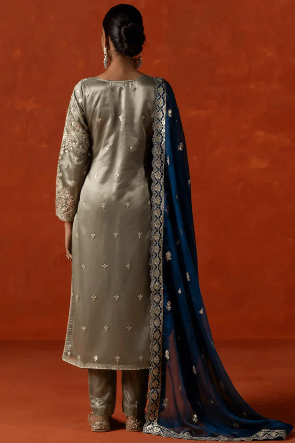 Sage Green Embroidered Satin Pant Suit (Outside Ontario) - myethnicrentals