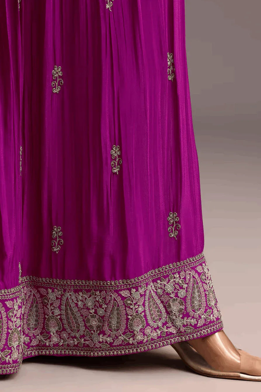 Purple Resham Embroidered Salwar Kameez (Outside Ontario) - myethnicrentals