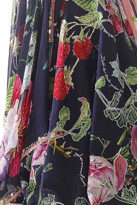 Mahima Mahajan Navy Blue Satin Organza Printed Lehenga Set