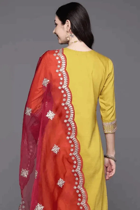 Marigold Mirror Embellished Salwar Kameez (Outside Ontario) - myethnicrentals