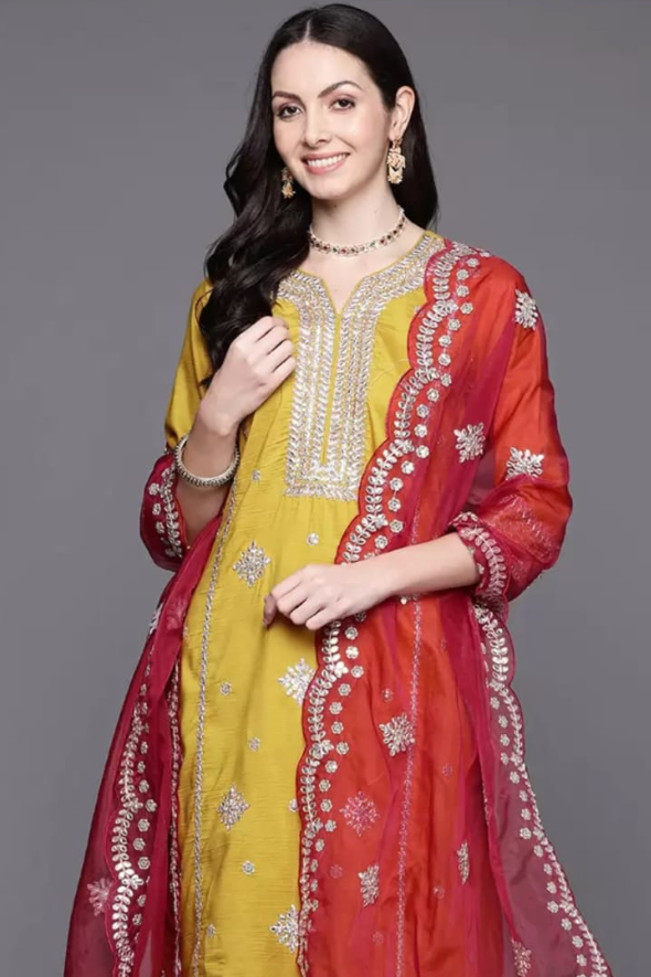 Marigold Mirror Embellished Salwar Kameez