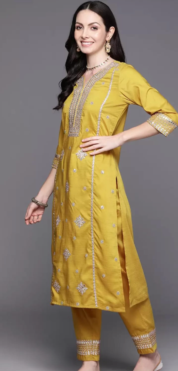 Marigold Mirror Embellished Salwar Kameez
