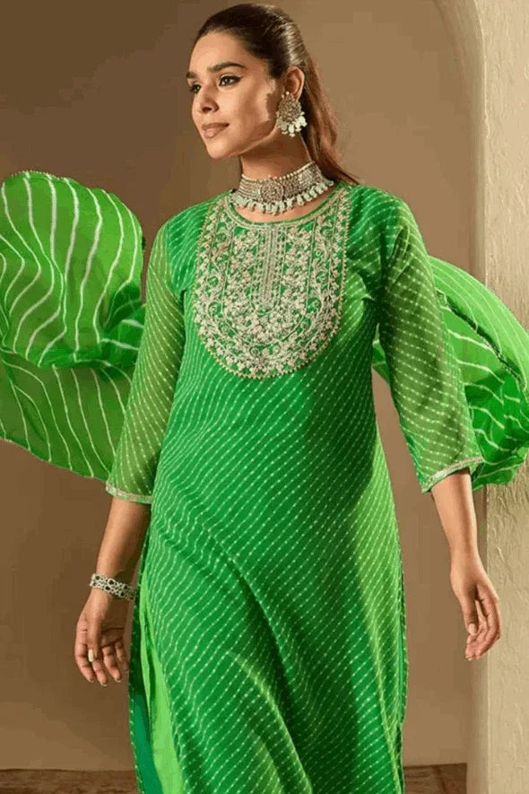 Emerald Mirror Bloom Salwar Kameez Set (Outside Ontario) - myethnicrentals
