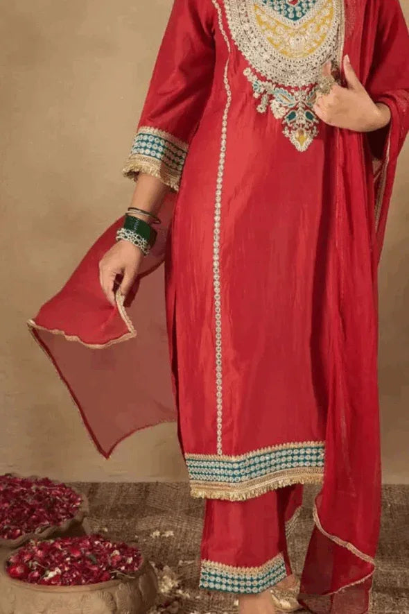 Crimson Jewel Salwar Kameez Set (Outside Ontario) - myethnicrentals