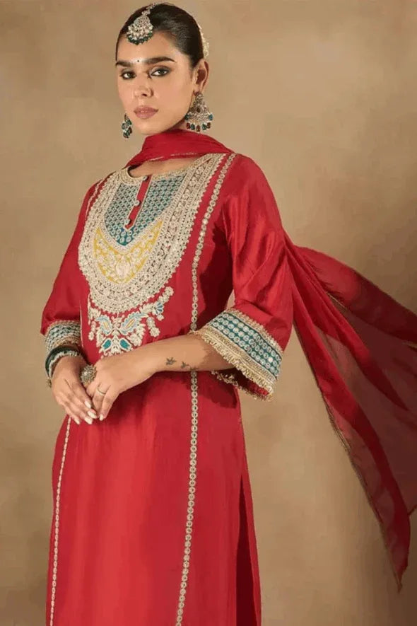 Crimson Jewel Salwar Kameez Set (Outside Ontario) - myethnicrentals