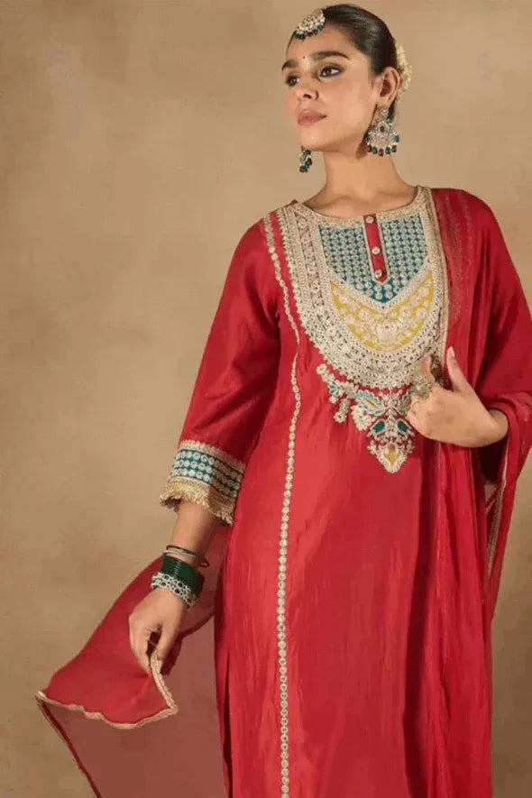 Crimson Jewel Salwar Kameez Set (Outside Ontario) - myethnicrentals