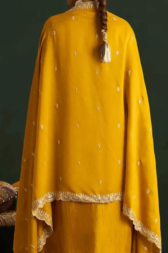 Zehra Mustard Embroidered Salwar Kameez Set (Outside Ontario) - myethnicrentals