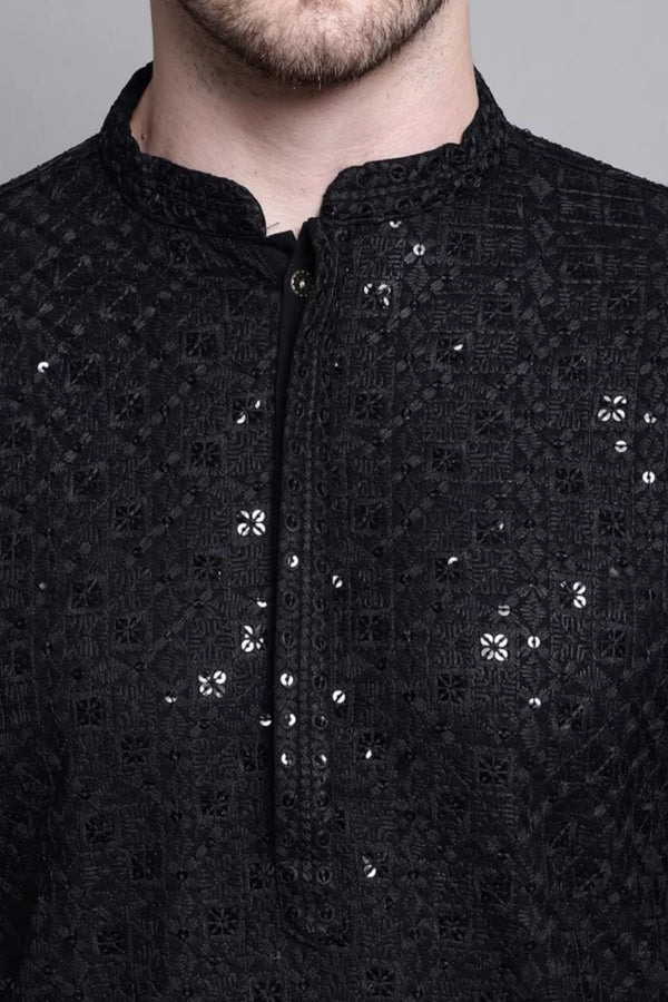 Sequined Black Kurta Pajama