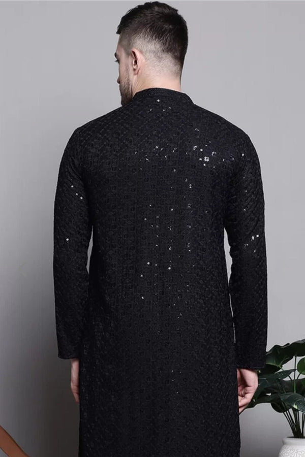 Sequined Black Kurta Pajama